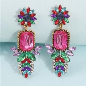 Rhinestone colorful earrings